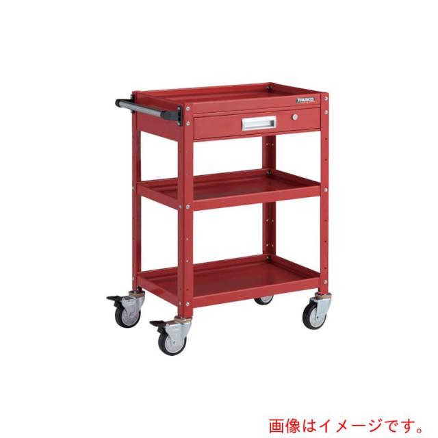 トラスコ中山（TRUSCO）　TRUSCO　ツールワゴン　バーディワゴン　６００Ｘ４００　引出付　ウレタン車輪　レッド　【品番：BDW-963VU-RR】
