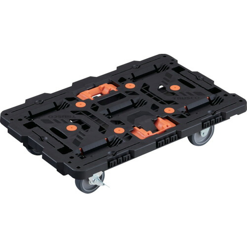 トラスコ中山（TRUSCO）　TRUSCO　連結式樹脂製平台車　ビートル　７００Ｘ４５０　自在３輪　内２輪ストッパー付　とめたろう付　【品番：BT700J3S2-E100T】