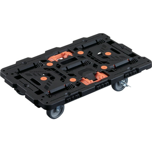 トラスコ中山（TRUSCO）　TRUSCO　連結式樹脂製平台車　ビートル　７００Ｘ４５０　自在５輪　内２輪ストッパー付　とめたろう付　【品番：BT700J5S2-E100T】