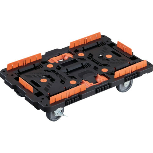 トラスコ中山（TRUSCO）　TRUSCO　連結式樹脂製平台車　ビートル　７００Ｘ４５０　自在３輪　内２輪ストッパー付　コボレ止めセット　とめたろう付　【品番：BT700KJ3S2-E100T】