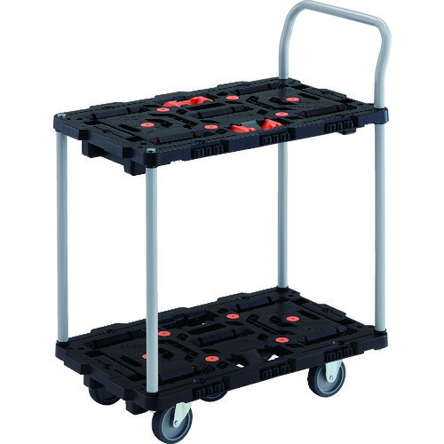 トラスコ中山（TRUSCO）　TRUSCO　連結式樹脂製２段台車　ビートル　７００Ｘ４５０　自在３輪　ハンドル付　【品番：BT724J3-E100】