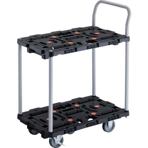 トラスコ中山（TRUSCO）　TRUSCO　連結式樹脂製２段台車　ビートル　７００Ｘ４５０　自在３輪　内２輪ストッパー付　ハンドル付　【品番：BT724J3S2-E100】