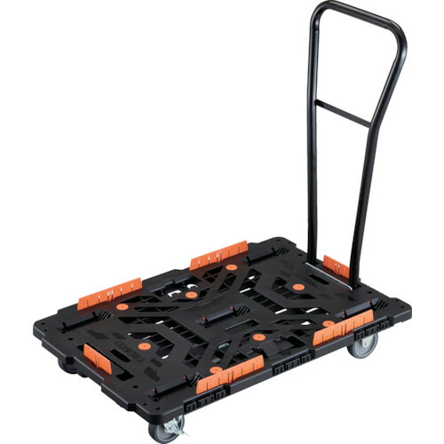 トラスコ中山（TRUSCO）　TRUSCO　連結式樹脂製平台車　ビートル　９００Ｘ６００　自在３輪　内２輪ストッパー付　脱着式ハンドル付　コボレ止めセット付　【品番：BT900KJ3S2H-E100】