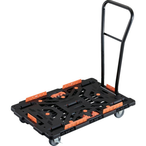 トラスコ中山（TRUSCO）　TRUSCO　連結式樹脂製平台車　ビートル　９００Ｘ６００　自在３輪　内２輪ストッパー付　脱着式ハンドル付　コボレ止めセット　とめたろう付　【品番：BT900KJ3S2H-E100T】
