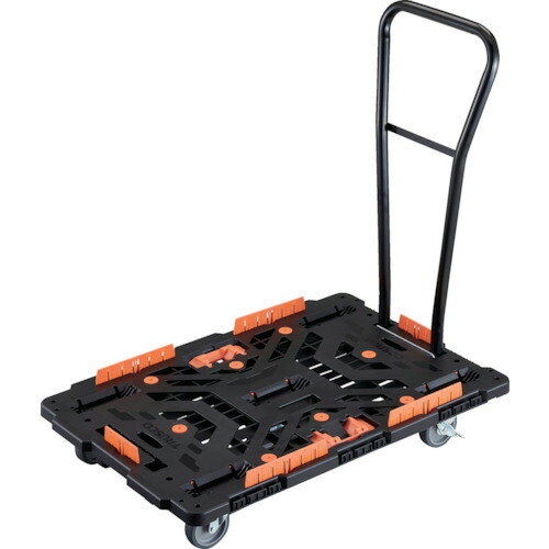 トラスコ中山（TRUSCO）　TRUSCO　連結式樹脂製平台車　ビートル　９００Ｘ６００　自在５輪　内２輪ストッパー付　脱着式ハンドル付　コボレ止めセット　とめたろう付　【品番：BT900KJ5S2H-E100T】