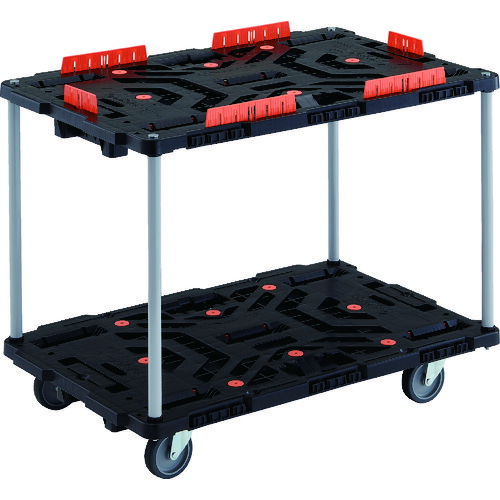 トラスコ中山（TRUSCO）　TRUSCO　連結式樹脂製２段台車　ビートル　９００Ｘ６００　自在５輪　コボレ止めセット付　ハンドルなし　【品番：BT920KJ5-E100】