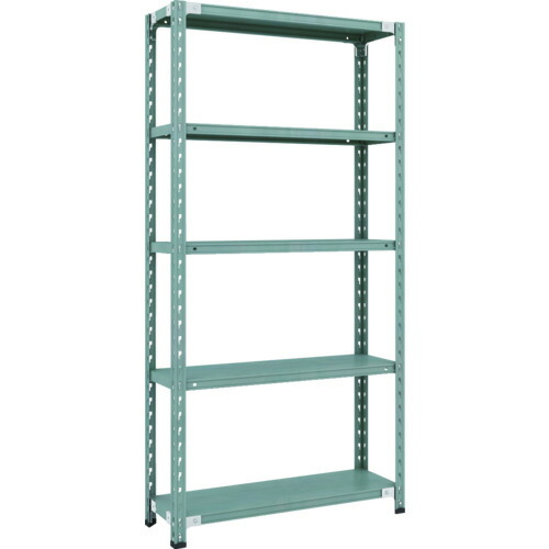 トラスコ中山（TRUSCO）　TRUSCO　ＣＢ型セミボルトレス軽中量棚　９００Ｘ３００ＸＨ１８００　５段　グリーン　【品番：CB-6335-GN】
