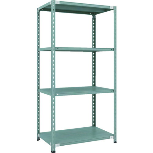 トラスコ中山（TRUSCO）　TRUSCO　ＣＢ型セミボルトレス軽中量棚　９００Ｘ６００ＸＨ１８００　４段　グリーン　【品番：CB-6364-GN】