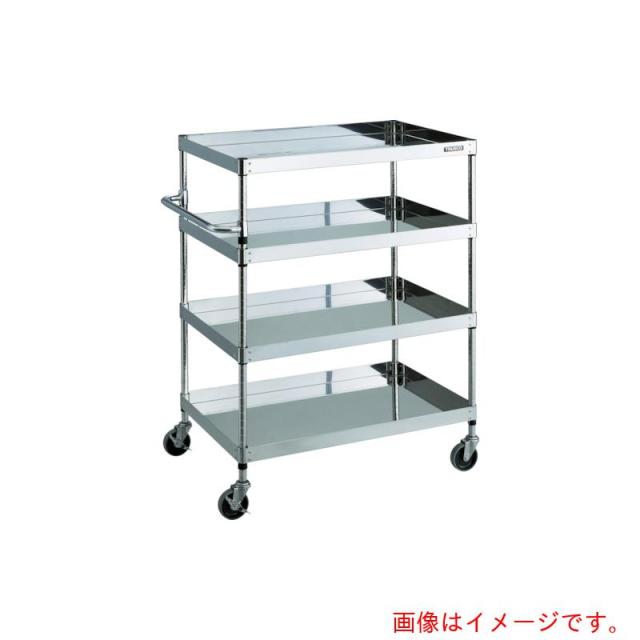 トラスコ中山（TRUSCO）　TRUSCO　ステンレスワゴン　クリーンフェニックスワゴン　ＳＵＳ３０４　Ｗ６００×Ｄ４００×Ｈ１２００　４段　ＳＵＳ金具　【品番：CPE3-1264SC】