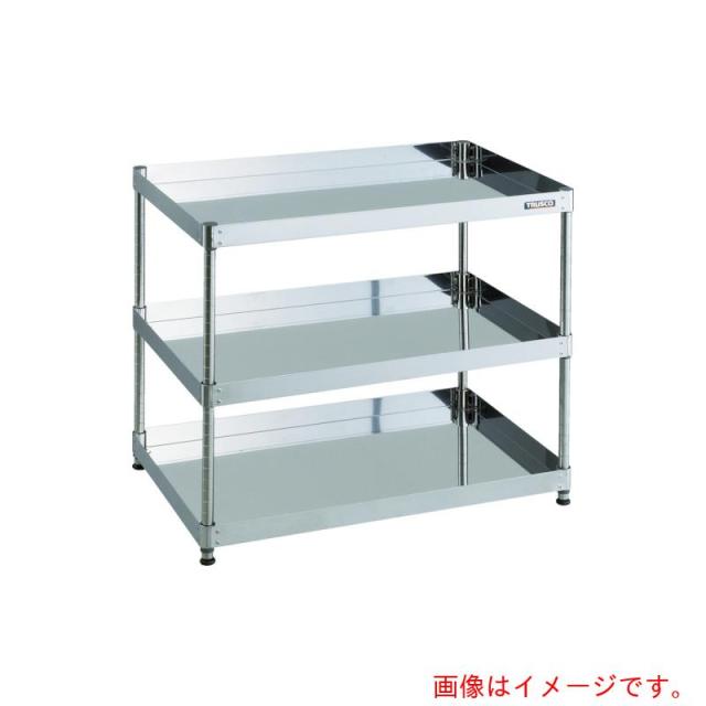 トラスコ中山（TRUSCO）　TRUSCO　ステンレス製ワゴン　クリーンフェニックスワゴン　ＳＵＳ４３０　ラック型　Ｗ６００×Ｄ４００×Ｈ７７２　３段　【品番：CPE4-R963】