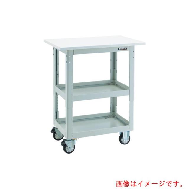 トラスコ中山（TRUSCO）　TRUSCO　ツールワゴン　ドルフィン　高さ調節式　天板付　４輪自在　ウレタン車輪　ホワイト　【品番：DLWS-A963TUJ-W】