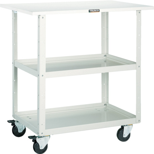 トラスコ中山（TRUSCO）　TRUSCO　ツールワゴン　イーグルワゴン　６００×４００×Ｈ９００　天板付　４輪自在　ホワイト　【品番：EGW-962TJ-W】