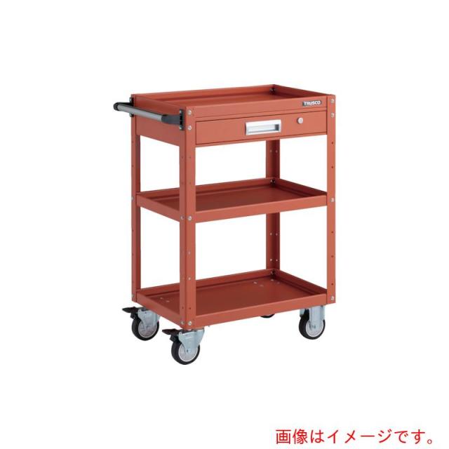 トラスコ中山（TRUSCO）　TRUSCO　ツールワゴン　イーグルワゴン　６００Ｘ４００ＸＨ８８０　引出付　ウレタン車輪　オレンジ　【品番：EGW-963VU-OROR】
