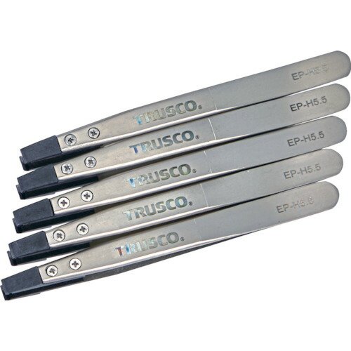トラスコ中山（TRUSCO）　TRUSCO　まとめ買い　ＥＳＤチップピンセット　平型　先端幅５．５ｍｍ　５本入り　【品番：EP-H5.5-M5】