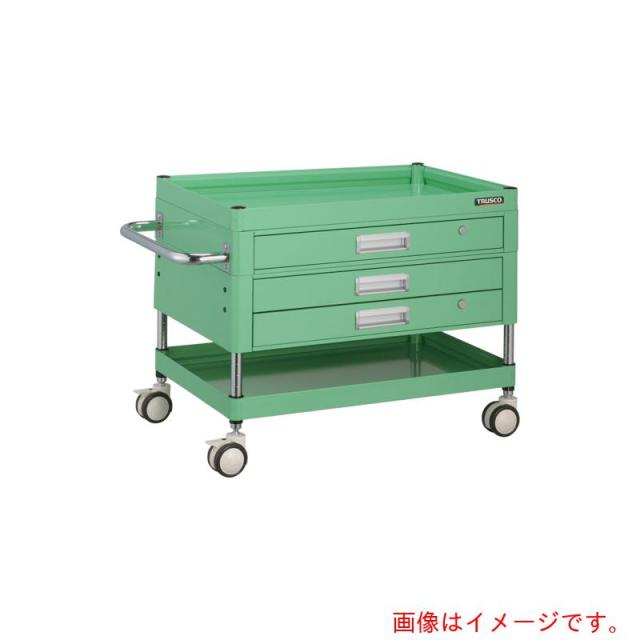 トラスコ中山（TRUSCO）　TRUSCO　ツールワゴン　ファルコンワゴン７５０Ｘ５００　引出付　ゴム車輪　ヤンググリーン色　【品番：FAW-672XZ-YG】 57,242円