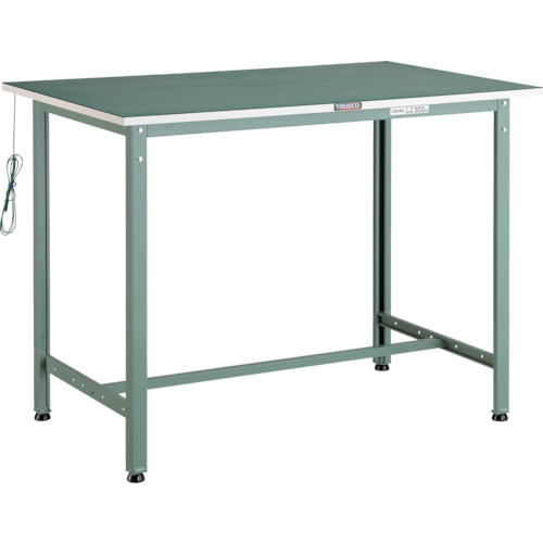 トラスコ中山（TRUSCO）　TRUSCO　軽荷重立作業台（３００ｋｇ）ＨＡＥ型　９００Ｘ６００ＸＨ９０２　帯電防止マット張り　グリーン色　【品番：HAE-0960D】