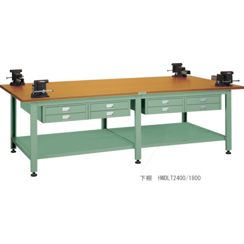 トラスコ中山（TRUSCO）　TRUSCO　ＨＷＤ型大型作業台用下棚　２４００　緑　【品番：HWDLT-2400】