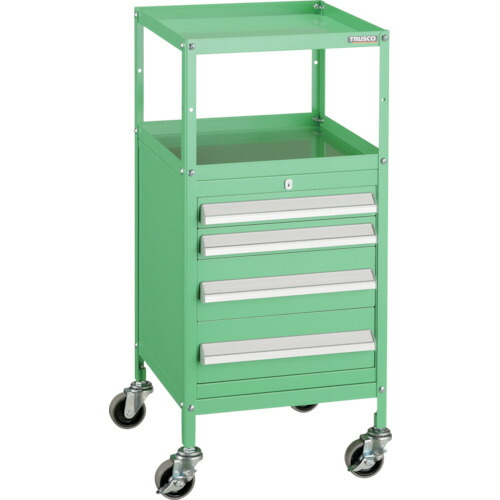 トラスコ中山（TRUSCO）　TRUSCO　ミニキャビネットワゴン４００Ｘ４４０Ｘ８８０ＬＶＲ−４２２付　ヤンググリーン　【品番：MCW-422YG】