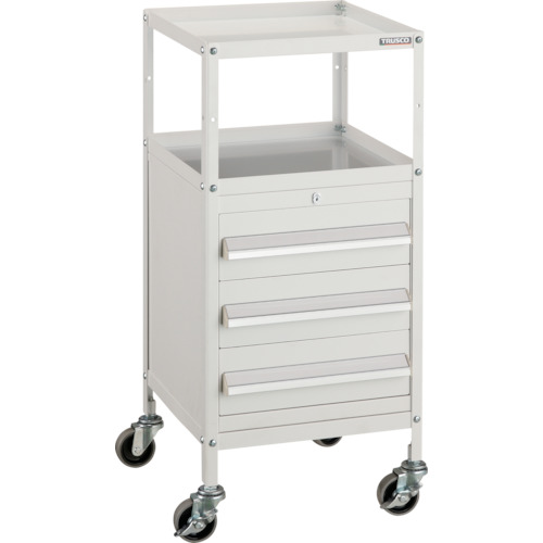トラスコ中山（TRUSCO）　TRUSCO　ミニキャビネットワゴン４００Ｘ４４０Ｘ８８０ＬＶＲ−４２４付　ホワイト　【品番：MCW-424W】