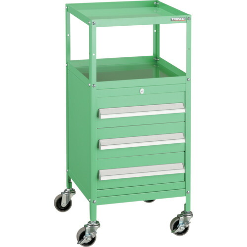 トラスコ中山（TRUSCO）　TRUSCO　ミニキャビネットワゴン４００Ｘ４４０Ｘ８８０ＬＶＲ−４２４付　ヤンググリーン　【品番：MCW-424YG】