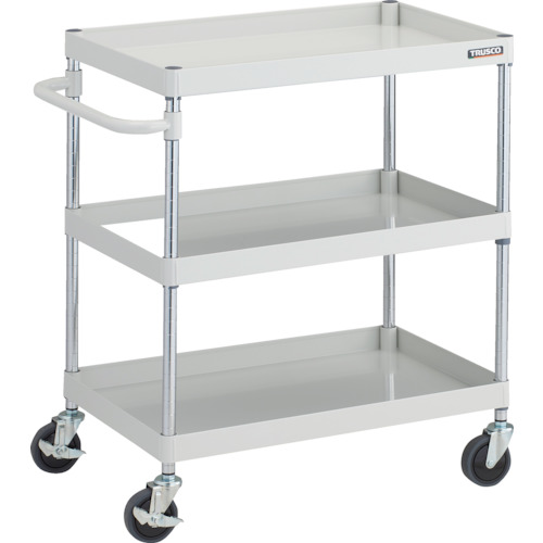 トラスコ中山（TRUSCO）　TRUSCO　ツールワゴン　フェニックスワゴン　抗ウィルスハンドル　省音　７５０Ｘ５００ＸＨ８８０　３段　ホワイト　【品番：PEW-973A-W】