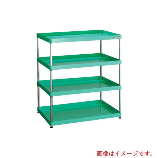 トラスコ中山（TRUSCO）　TRUSCO　スチールラック　フェニックスワゴンラック型　　抗菌９００Ｘ６００　４段　ヤンググリーン　【品番：PEW-R1293-YG】