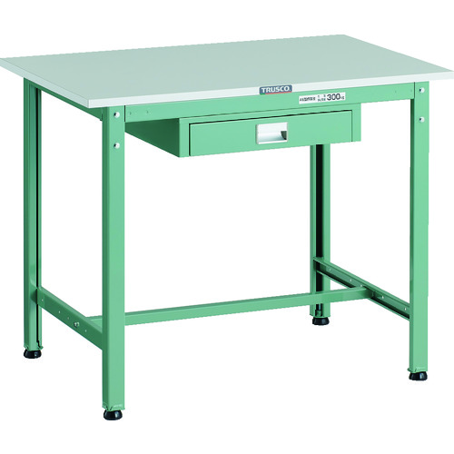 トラスコ中山（TRUSCO）　TRUSCO　軽荷重作業台（３００ｋｇ）ＡＥ型　９００Ｘ６００ＸＨ７４０　薄型１段引出し付　グリーン色　【品番：RAE-0960UDC1】