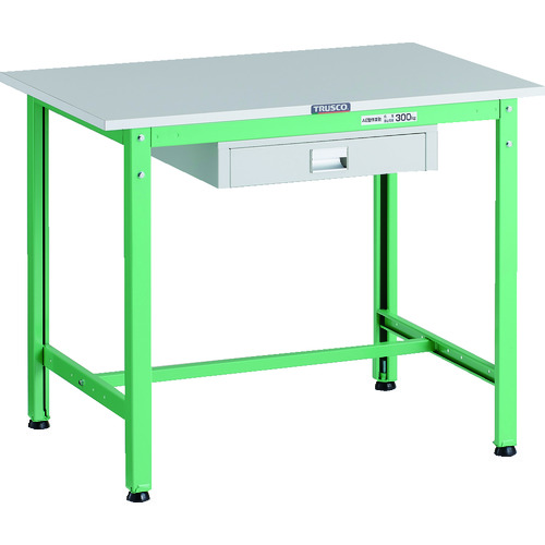 トラスコ中山（TRUSCO）　TRUSCO　軽荷重作業台（３００ｋｇ）ＡＥ型　９００Ｘ６００ＸＨ７４０　薄型１段引出し付　ヤンググリーン色　【品番：RAE-0960UDC1 YG】