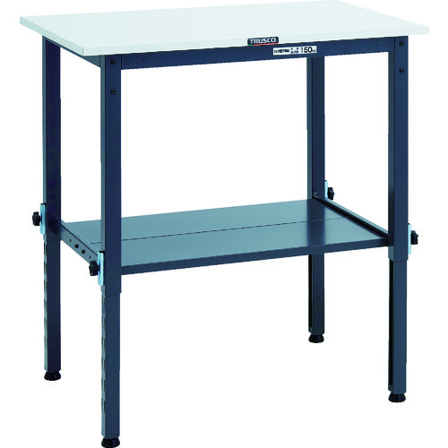 トラスコ中山（TRUSCO）　TRUSCO　軽荷重作業台高さ調節式（１５０ｋｇ）ＡＥＭ型　９００Ｘ６００ＸＨ６５０〜９５０　下棚２枚付　ダークグレー色　【品番：RAEM-0960LT2 DG】
