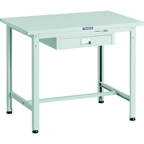 トラスコ中山（TRUSCO）　TRUSCO　軽荷重作業台（３００ｋｇ）ＡＥ型　９００Ｘ６００ＸＨ７４０　薄型１段引出し付　ホワイト色　【品番：SAE-0960UDC1 W】