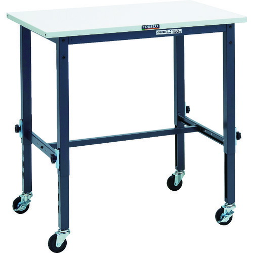 トラスコ中山（TRUSCO）　TRUSCO　軽荷重作業台高さ調節式（８０ｋｇ）ＡＥＭ型　９００Ｘ６００Ｈ７１９〜１０１９　φ７５キャスター付　ダークグレー色　【品番：SAEM-0960C75 DG】