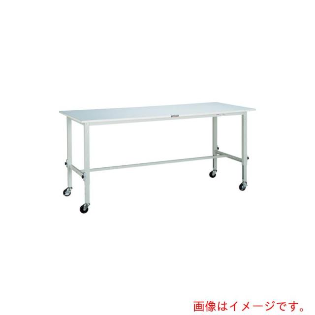 トラスコ中山（TRUSCO）　TRUSCO　軽荷重作業台高さ調節式（８０ｋｇ）ＡＥＭ型　９００Ｘ６００Ｈ７１９〜１０１９　φ７５キャスター付　ホワイト色　【品番：SAEM-0960C75W】