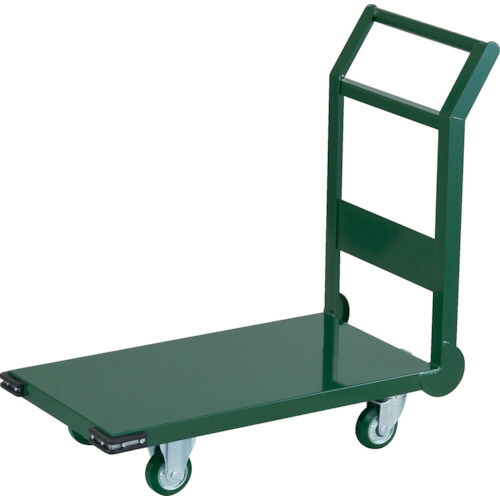 トラスコ中山（TRUSCO）　TRUSCO　鋼鉄製運搬車　ハンドル側自在車輪　８００Ｘ４５０　Φ１００ウレタン車　緑　【品番：SH-3UC】
