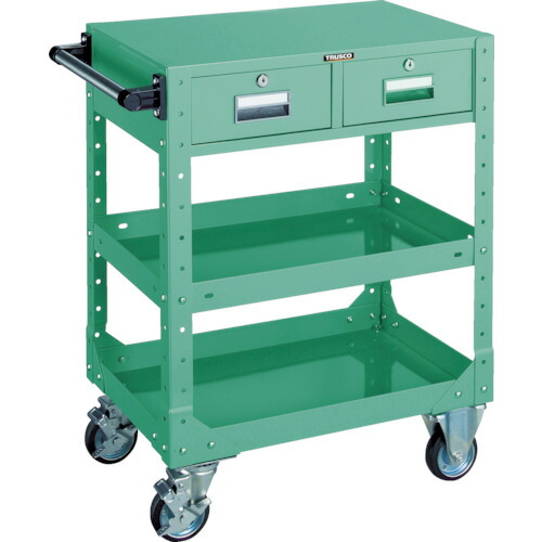 トラスコ中山（TRUSCO）　TRUSCO　ＳＲ型ワゴン　６００×４００×Ｈ８００　引出付　グリーン　緑　【品番：SR-3F】