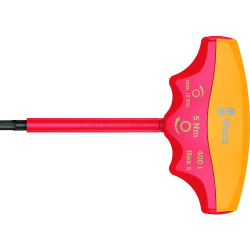 Wera　４００ｉ　ＶＤＥ絶縁トルクドライバーＴ型　ヘックスプラス六角４．０　／　５．０　Ｎｍ　【品番：004980】