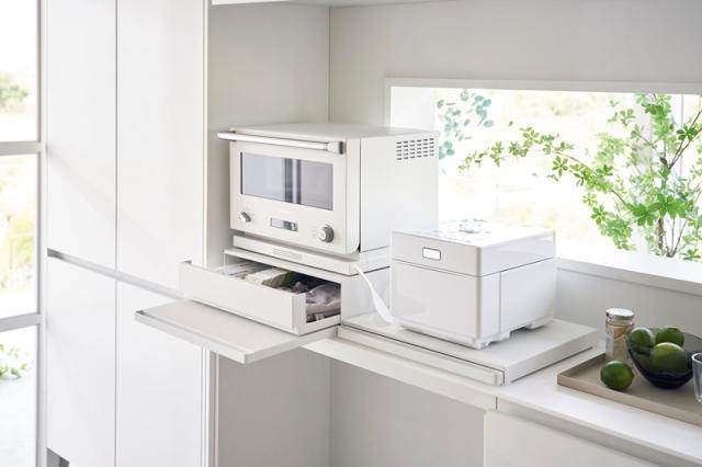山崎実業 ツーウェイ キッチン家電下引き出し&スライドテーブル タワー ホワイト 4903208020077 【品番：02007】_10