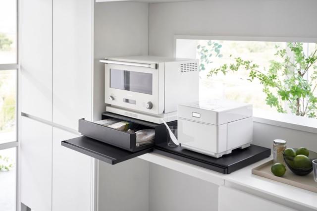 山崎実業 ツーウェイ キッチン家電下引き出し&スライドテーブル タワー ブラック 4903208020084 【品番：02008】_10