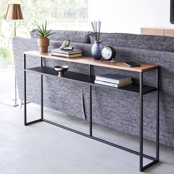 山崎実業 ソファー裏コンソールテーブル タワー 棚付き ブラック 4903208020299 【品番：02029】