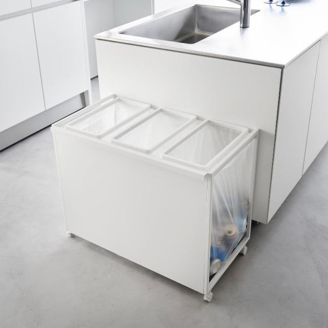 山崎実業　目隠し分別ダストワゴン タワー 45L 3分別 ホワイト 4903208018265　【品番：01826】_12