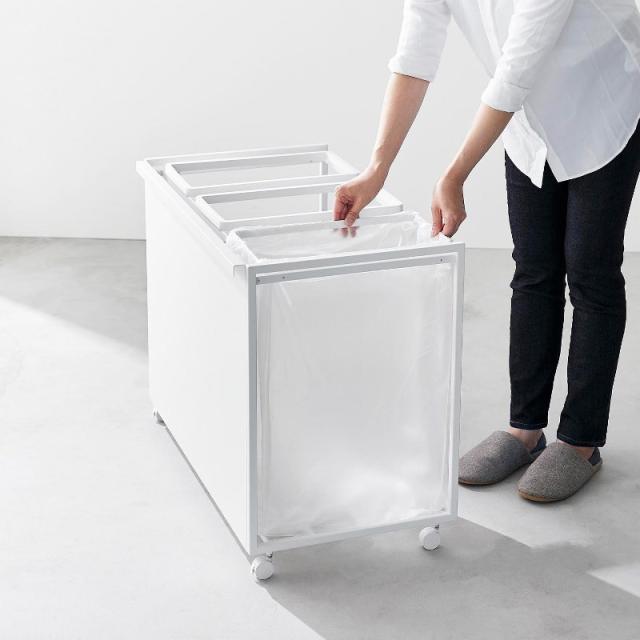 山崎実業　目隠し分別ダストワゴン タワー 45L 3分別 ホワイト 4903208018265　【品番：01826】_14