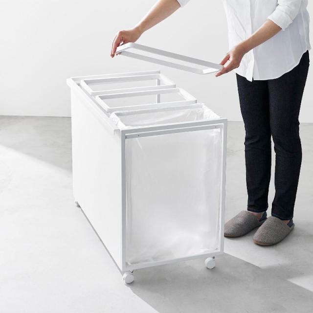 山崎実業　目隠し分別ダストワゴン タワー 45L 3分別 ホワイト 4903208018265　【品番：01826】_15