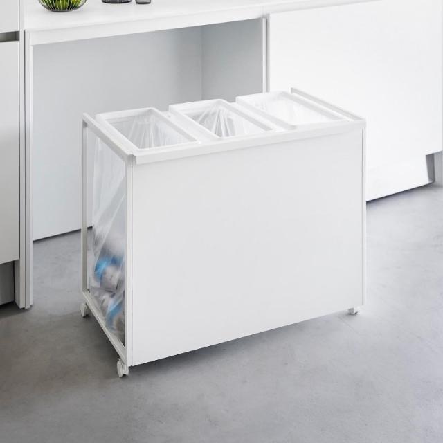山崎実業　目隠し分別ダストワゴン タワー 45L 3分別 ホワイト 4903208018265　【品番：01826】_3