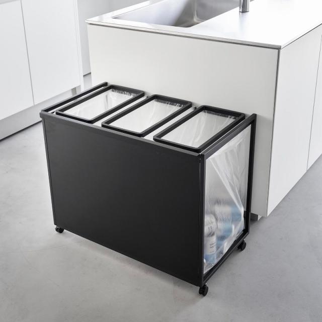 山崎実業　目隠し分別ダストワゴン タワー 45L 3分別 ブラック 4903208018272　【品番：01827】_12
