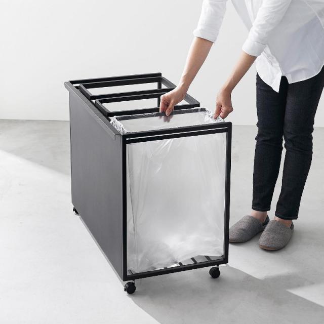 山崎実業　目隠し分別ダストワゴン タワー 45L 3分別 ブラック 4903208018272　【品番：01827】_14