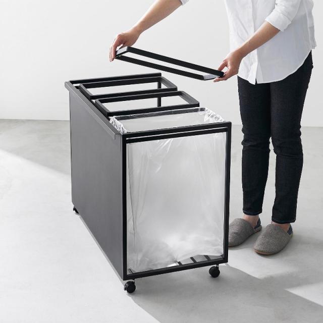 山崎実業　目隠し分別ダストワゴン タワー 45L 3分別 ブラック 4903208018272　【品番：01827】_15