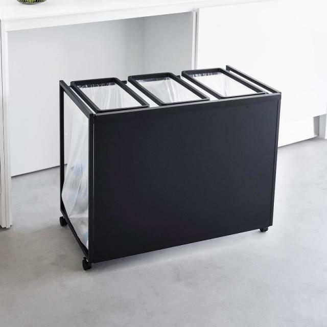 山崎実業　目隠し分別ダストワゴン タワー 45L 3分別 ブラック 4903208018272　【品番：01827】_3