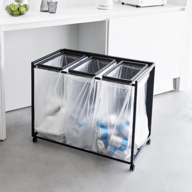 山崎実業　目隠し分別ダストワゴン タワー 45L 3分別 ブラック 4903208018272　【品番：01827】_4