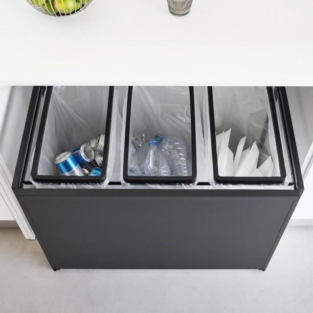 山崎実業　目隠し分別ダストワゴン タワー 45L 3分別 ブラック 4903208018272　【品番：01827】_6