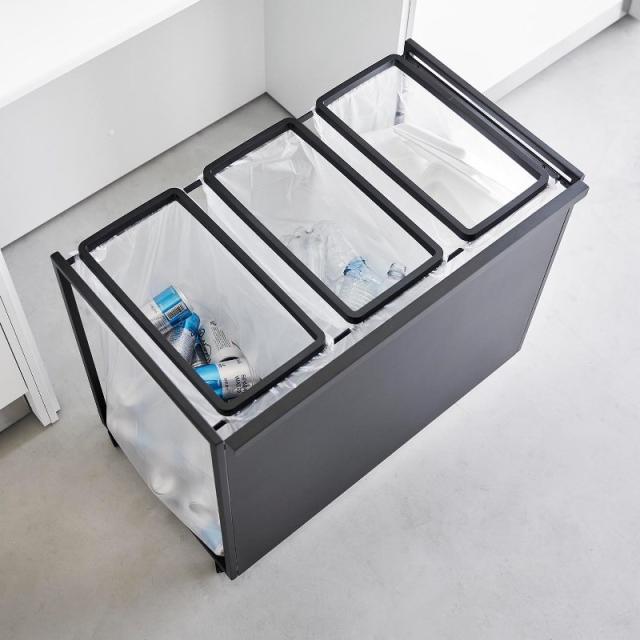 山崎実業　目隠し分別ダストワゴン タワー 45L 3分別 ブラック 4903208018272　【品番：01827】_8