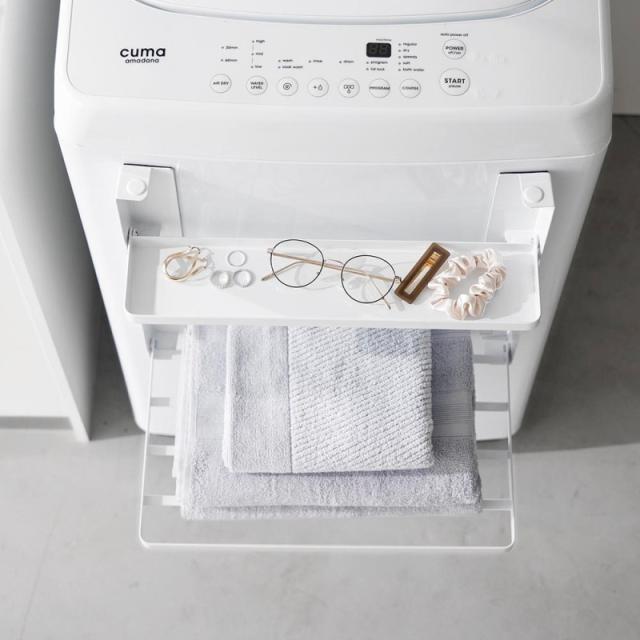 山崎実業　洗濯機横マグネット折り畳み棚 タワー 2段 ホワイト 4903208017176　【品番：01717】